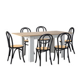 Oikiture 160cm Extendable Dining Table with 6PCS Crossback Chairs Black