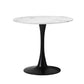 Oikiture 60cm Round Dining Table with 2PCS Dining Chairs PU Leather Black