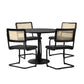 Oikiture 90cm Round Dining Table with 5PCS Dining Chairs PU Leather Black