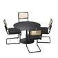 Oikiture 90cm Round Dining Table with 5PCS Dining Chairs PU Leather Black