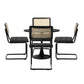 Oikiture 90cm Round Dining Table with 5PCS Dining Chairs PU Leather Black