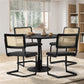 Oikiture 90cm Round Dining Table with 5PCS Dining Chairs PU Leather Black
