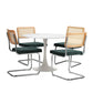 Oikiture 90cm Round Dining Table with 5PCS Dining Chairs Velvet White&Green
