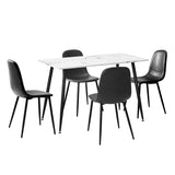 Oikiture 120cm Rectangle Dining Table with 4PCS Chairs PU Grey