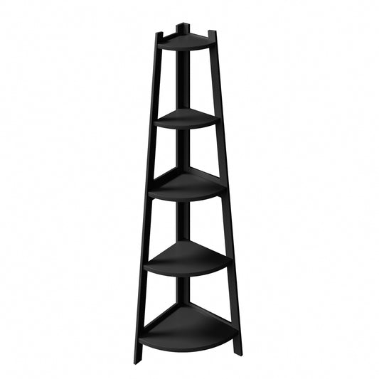 Oikiture Corner Ladder Shelf 5-Tier Display Shelf Black