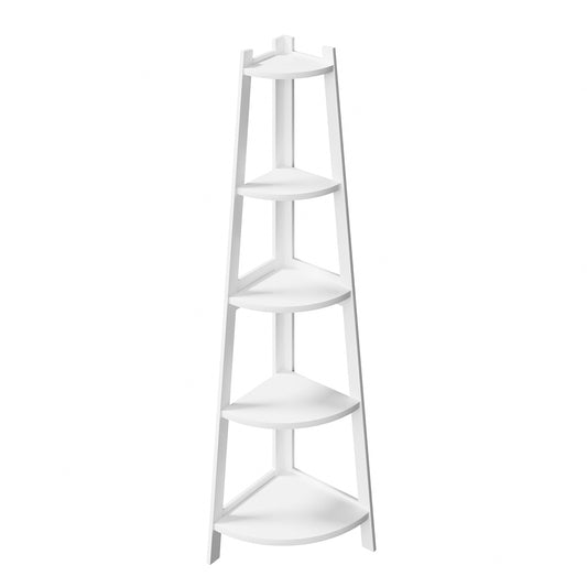 Oikiture Corner Ladder Shelf 5-Tier Display Shelf White
