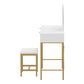 Oikiture Dressing Table Stool Set with Mirror 2 Drawers White & Gold