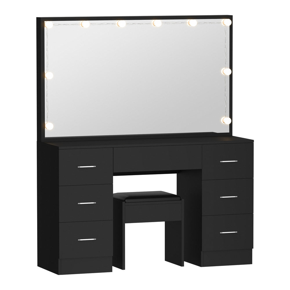 Oikiture Dressing Table Large Makeup Mirror 10 LED Bulbs Black