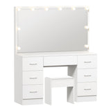 Oikiture Dressing Table Large LED Mirror White
