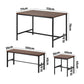 Oikiture Industrial Dining Table 4 Seaters with Kitchen Bench Chairs Natural
