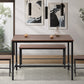 Oikiture Industrial Dining Table 4 Seaters with Kitchen Bench Chairs Natural