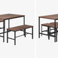 Oikiture Industrial Dining Table 4 Seaters with Kitchen Bench Chairs Natural