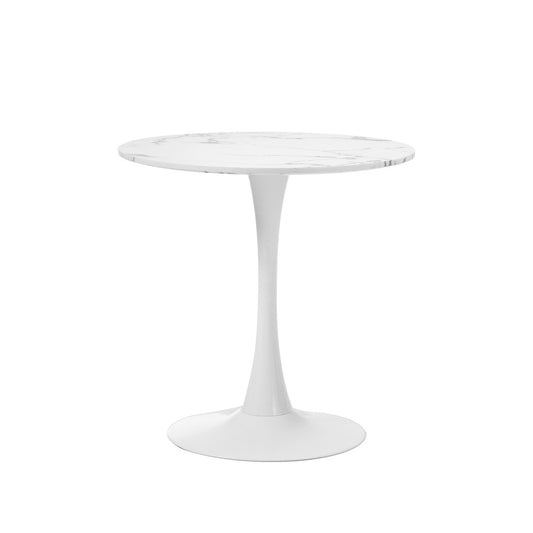 Oikiture 60cm Dining Table Marble Tulip Shape White