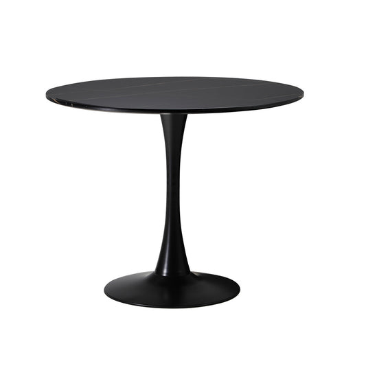 Oikiture 90cm Dining Table Tulip Shape Base Black