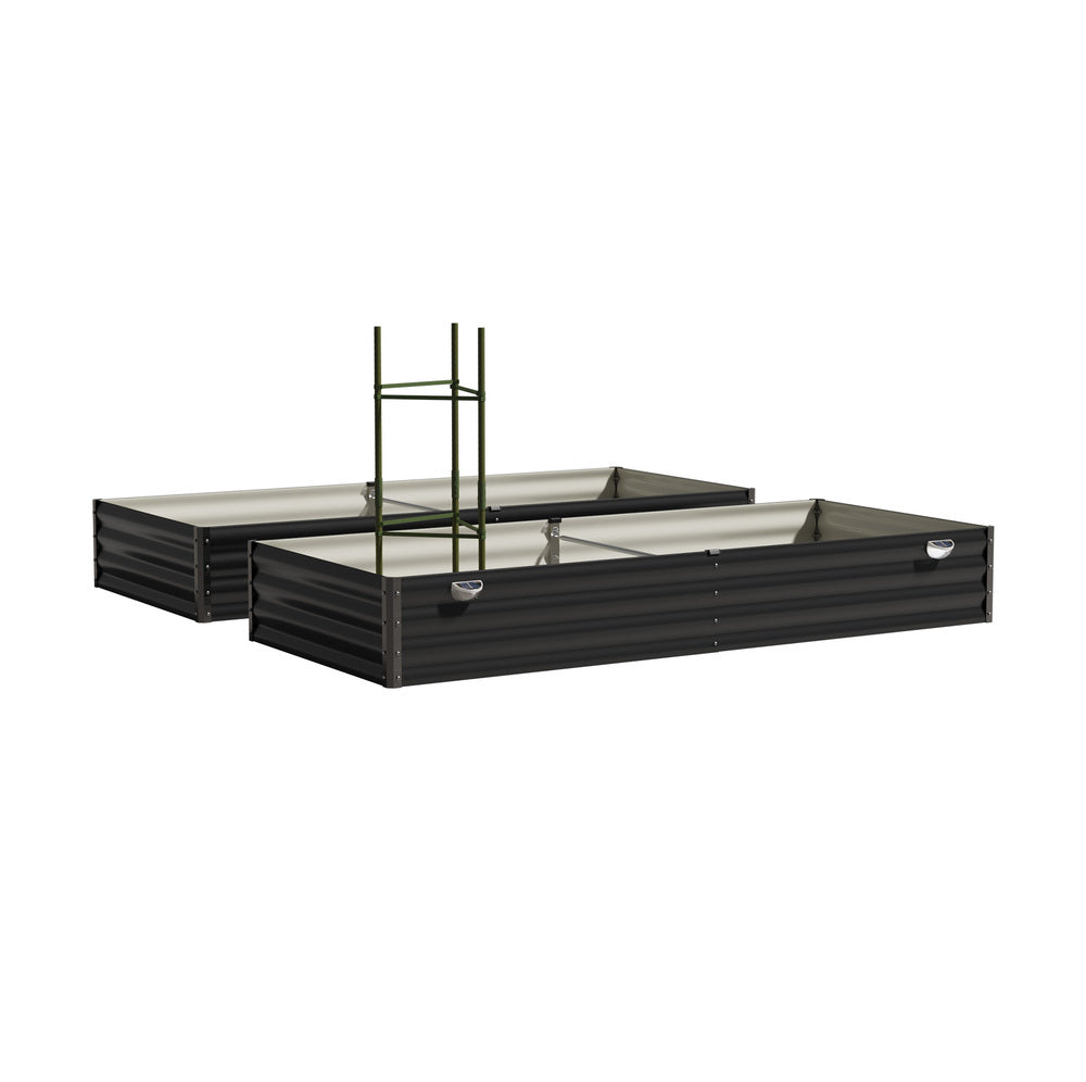 Livsip 4x Garden Bed 210x90x30cm LED Plant Stand Box Galvanise