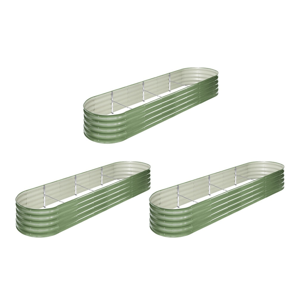 Livsip 3x Garden Bed 320x80x42cm Planter Box Raised Container Galvanised Green