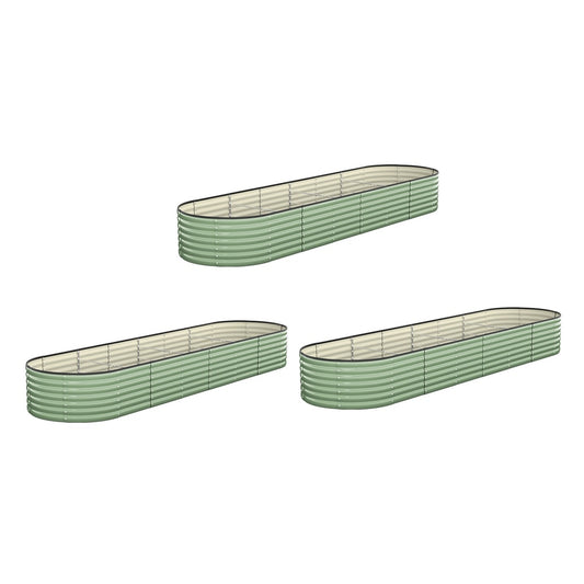 Livsip 3x Garden Bed 320x80x56cm Planter Box Raised Container Galvanised Green