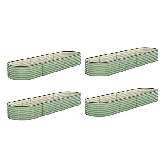 Livsip 4x Garden Bed 320x80x56cm Planter Box Raised Container Galvanised Green