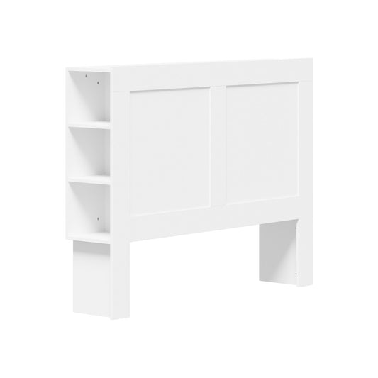 Oikiture Bed Head with Shelves Double Size White