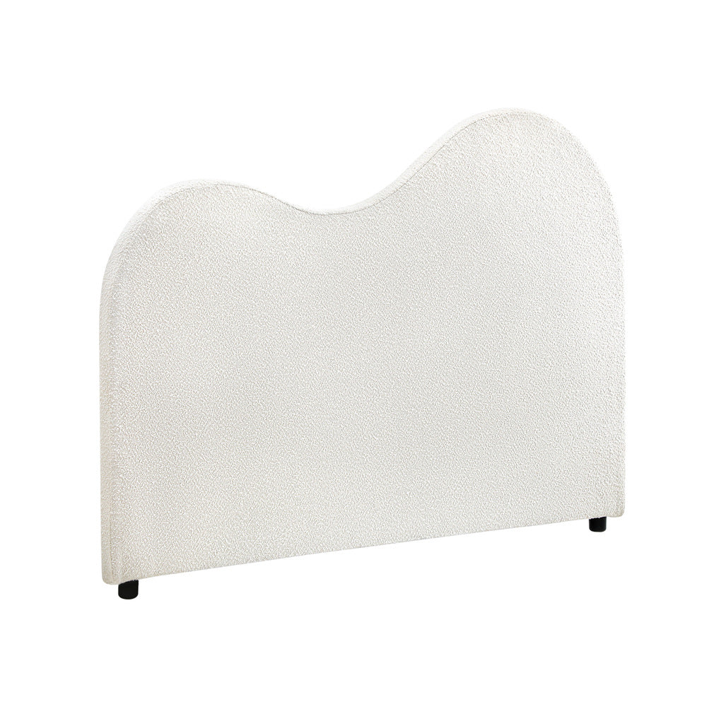 Oikiture Bed Head King Single Headboard Boucle Fabric White
