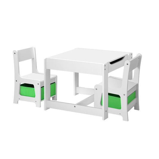 Oikiture Kids Table and Chair Set with Storage Box Wooden