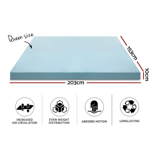 Giselle Bedding Memory Foam Mattress Topper Cool Gel Bed Mat Bamboo 10cm