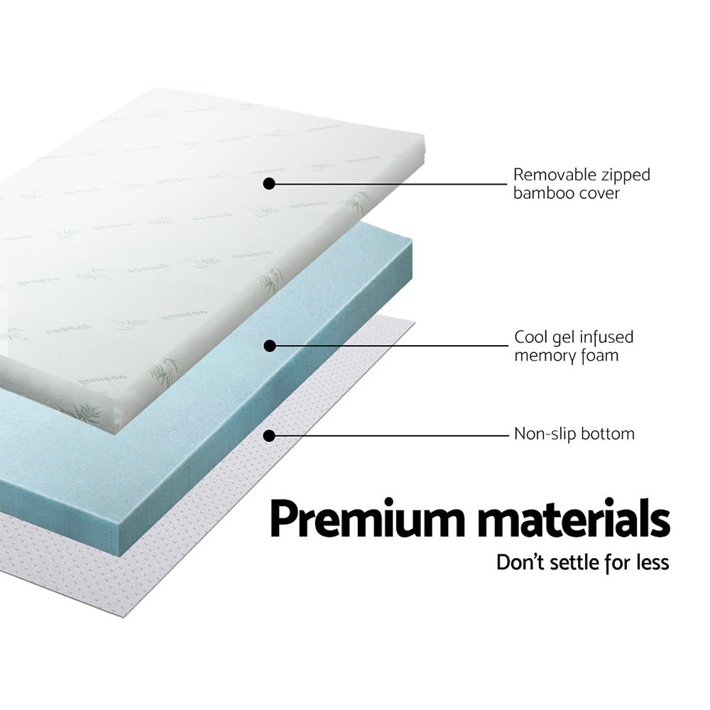 Giselle Bedding Memory Foam Mattress Topper Cool Gel Bed Mat Bamboo 10cm