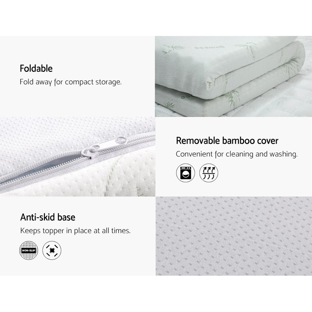 Giselle Bedding Memory Foam Mattress Topper Cool Gel Bed Mat Bamboo 10cm