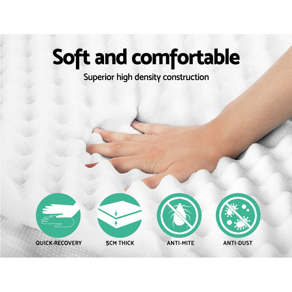 Giselle Bedding Memory Foam Mattress Topper Egg Crate 5cm