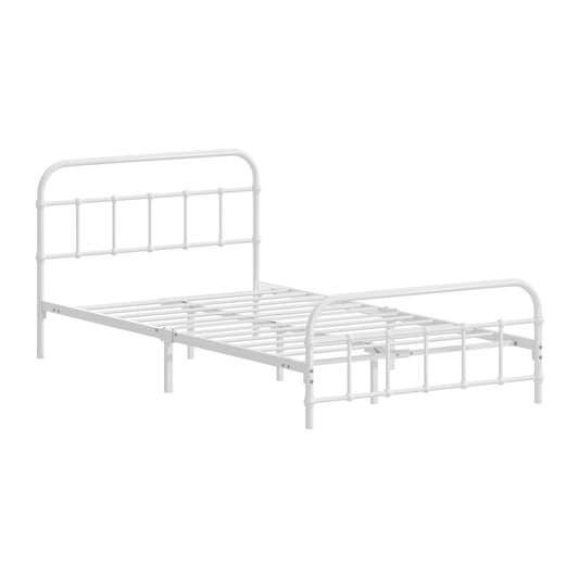Oikiture Bed Frame Metal King Single Bed Platform White