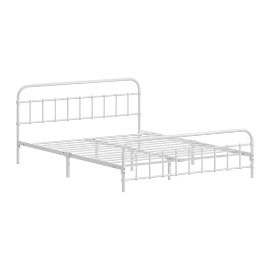 Oikiture Bed Frame Metal Queen Size Bed Platform White