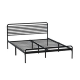 Oikiture Double Metal Bed Frame Railing-style Black