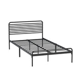 Oikiture King Single Metal Bed Frame Railing-style Black