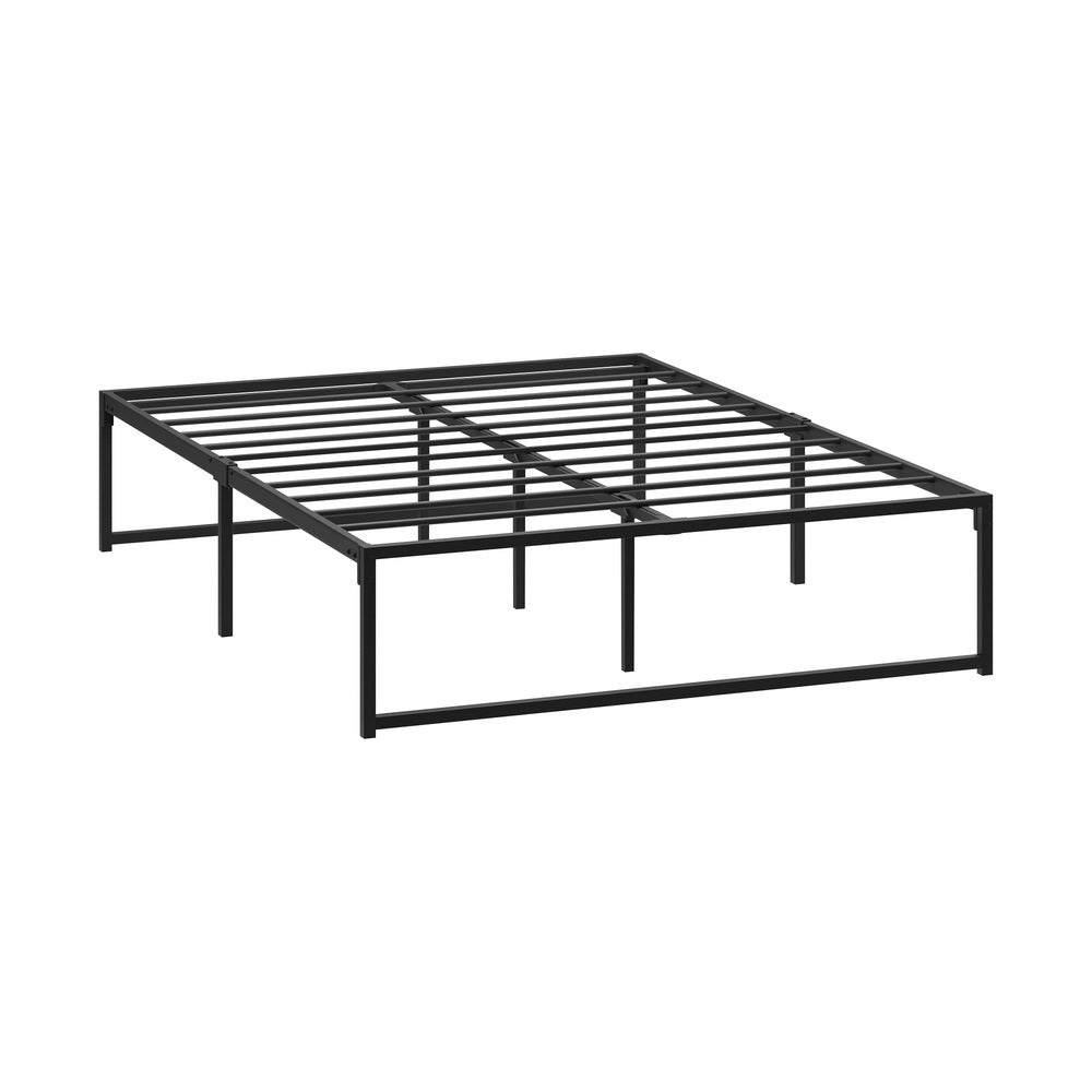 Oikiture Metal Bed Frame Double Size Beds Platform Black
