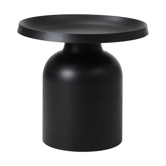 Oikiture Coffee Table Round Side Table Black