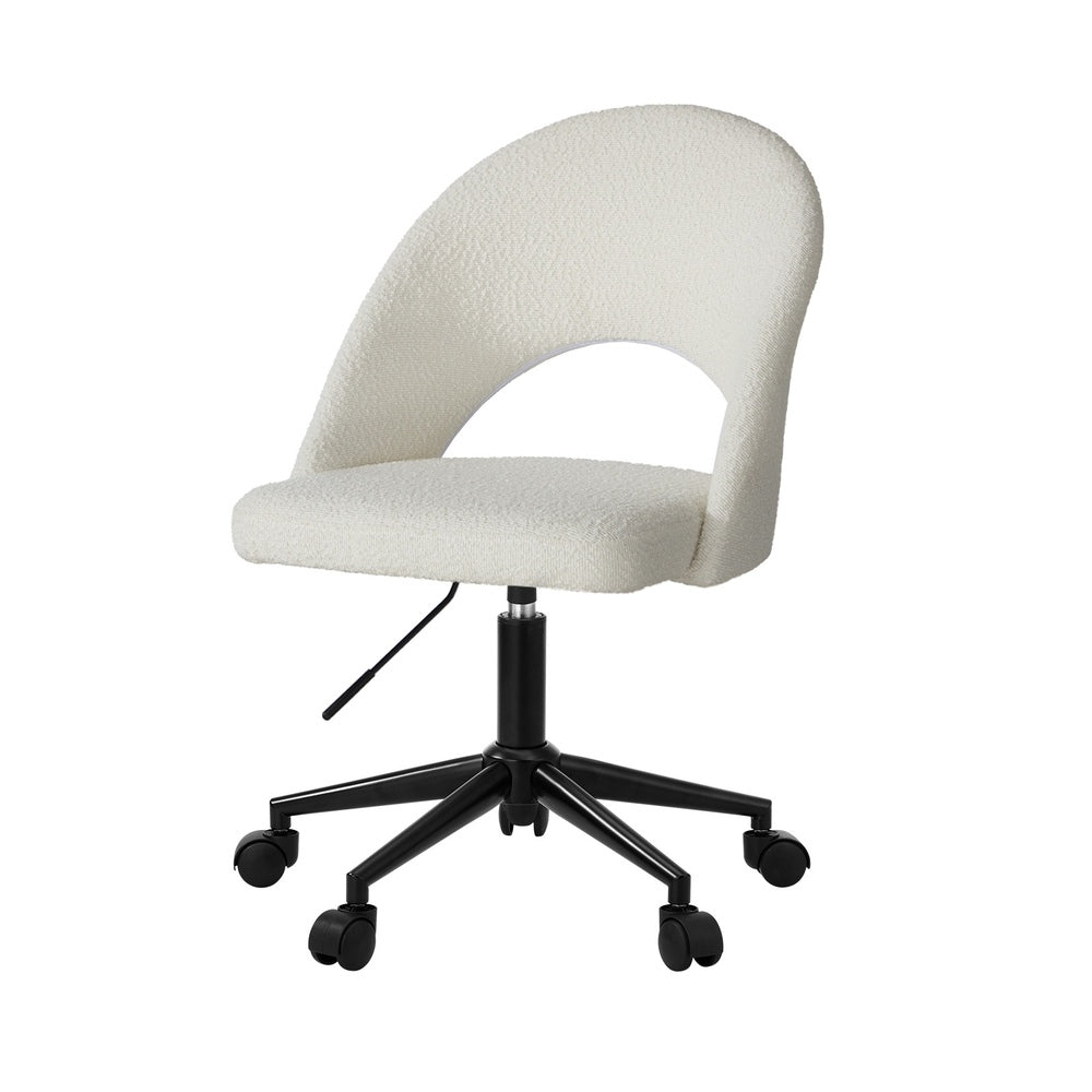 Oikiture High Back Hollow Armless Office Chair Boucle White&Black