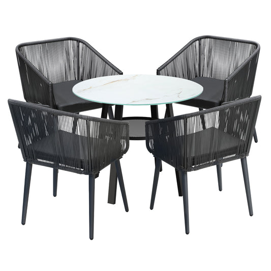 Livsip 5PCS Outdoor Dining Set Marble-style Table