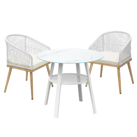 Livsip 3PCS Outdoor Dining Setting Table w/Storage Shelf