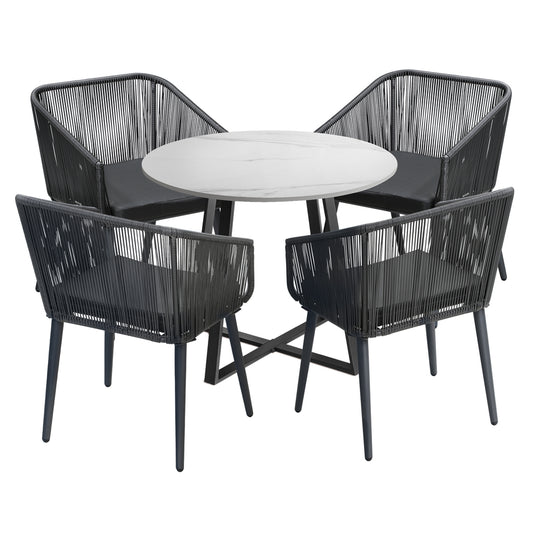 Livsip 5x Outdoor Dining Set Sintered Stone Table Bistro Set
