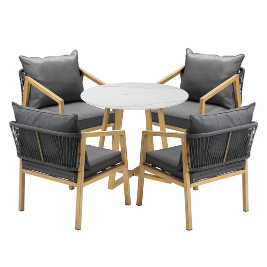 Livsip 5PCS Outdoor Dining Set 90cm Table&Lounge Chairs