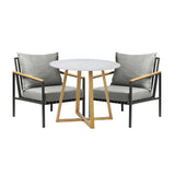 Livsip 3PCS Outdoor Dining Set Sintered Stone Table&Sofa Chairs