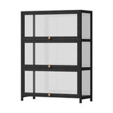Oikiture Display Cabinet 3 Tiers Clear Door Black