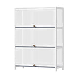 Oikiture Display Cabinet 3 Tiers Clear Door White