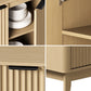 Oikiture Buffet Sideboard Storage Cabinet 4 Doors Cupboard Natural
