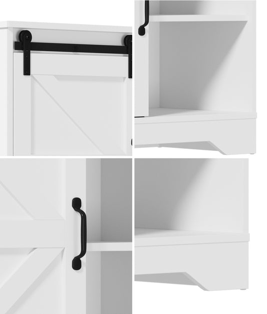 Oikiture 2x Buffet Sideboard Cabinet Storage Cupboard White