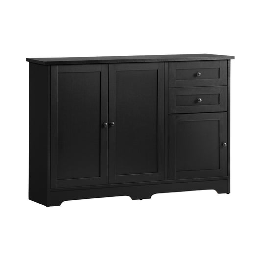Oikiture Buffet Sideboard Kitchen Hallway Drawers Table Black