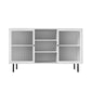 Oikiture Sideboard Buffet Tempered Glass Door 2 Drawers White