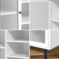 Oikiture Sideboard Buffet Tempered Glass Door 2 Drawers White