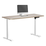 Oikiture Electric Standing Desk Single Motor White&Grey-Oak 140CM