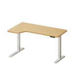 Oikiture L-shape Electric Standing Desk Single Motor 145CM White&Oak